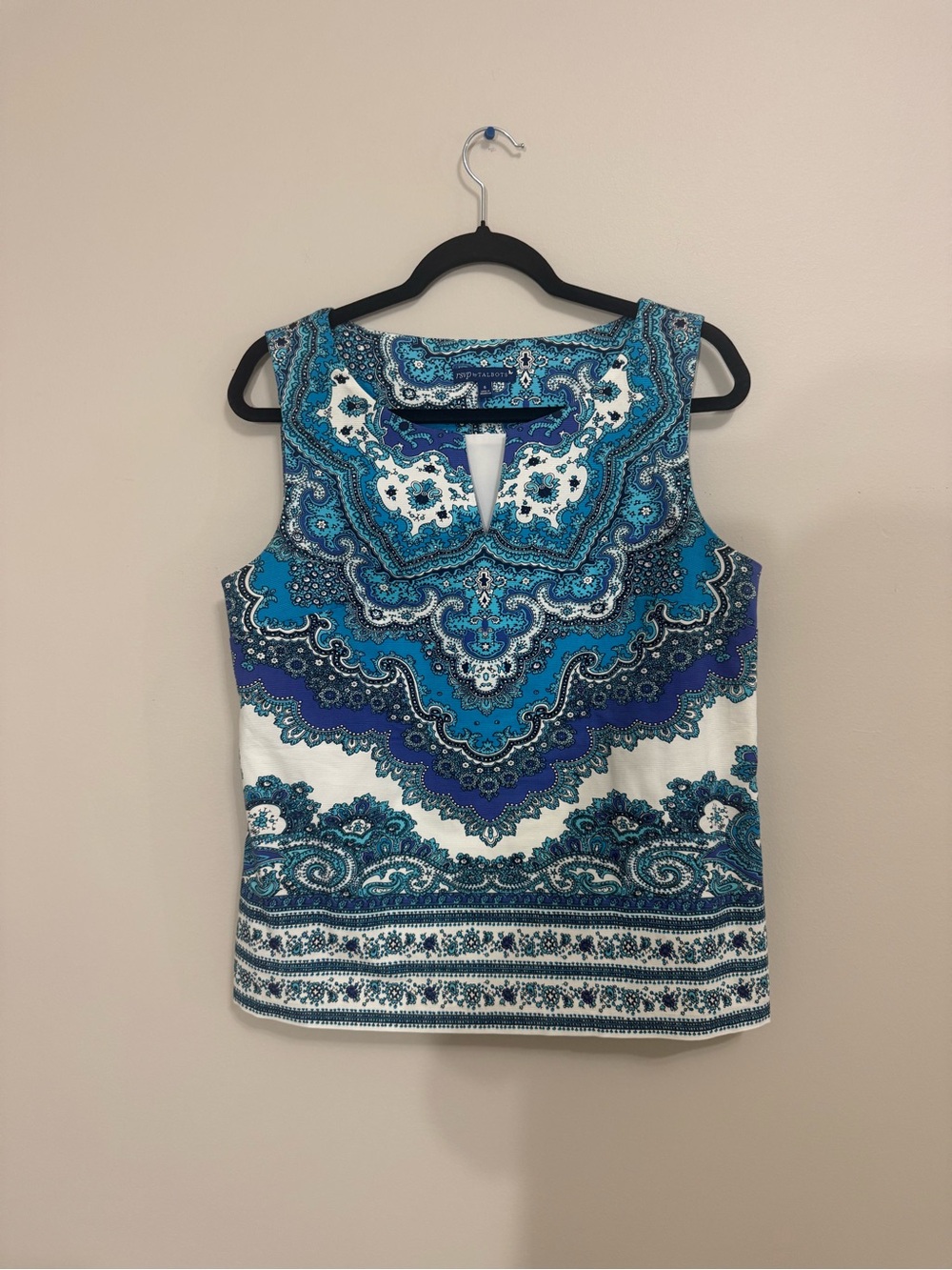 RSVP By Talbots Women's Size 6  Multicolor Blues Sleeveless Side Zip Lined Top